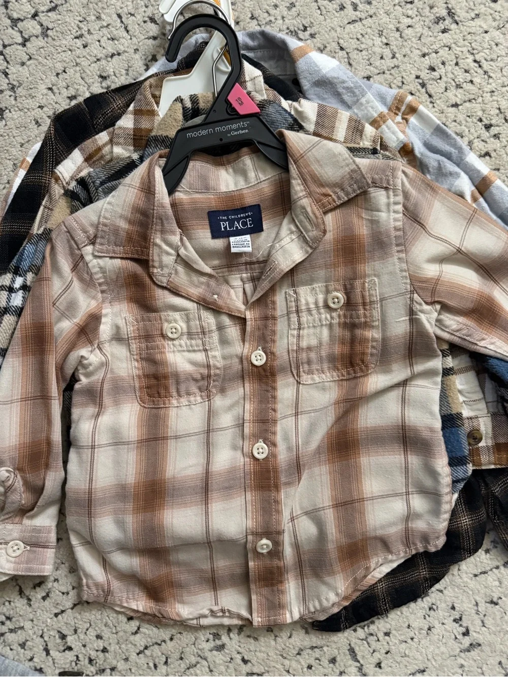 The Children's Place Beige & Brown Plaid Button-Front Shirt